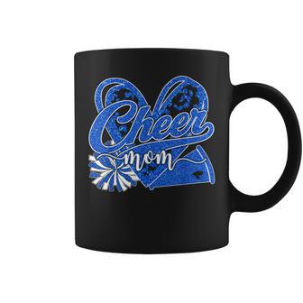 Cheer Mom Blue Megaphone Pom Pom Heart Cheerleader Spirit Coffee Mug - Thegiftio UK