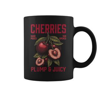 Cherry Fruit Vintage Label Botanical Plump Juicy Coffee Mug - Thegiftio UK