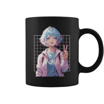Chica Deigno De La Paz Del Anime Japonés Chica Kawaii Taza de café - Regaloses