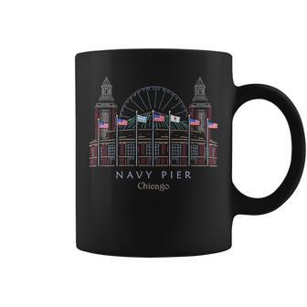 Chicago Hand Drawing Of Navy Pier Lake Michigan Illinois Coffee Mug - Thegiftio UK