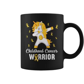 Childhood Cancer Warrior Gold Ribbon Unicorn Awareness Kids Coffee Mug | Seseable UK