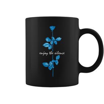 Basic Chilling Quote Enjoy The Silence Retro Blue Rose Coffee Mug - Thegiftio UK