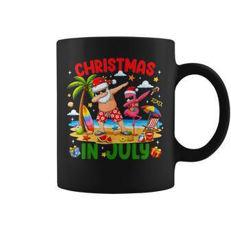 Christmas In July Santa Flamingo Dabbing Summer Vacation Coffee Mug - Thegiftio UK