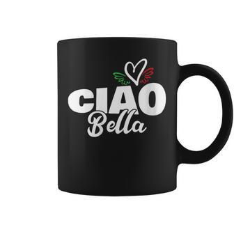 Ciao Bella Hello Hermoso Corazón Italiano Expresión Italia Cuello Taza de café - Regaloses