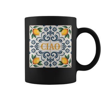 Ciao Citron Carrelage Italien Motif Citrons Méditerranéens Tasse - Cadeauxyz