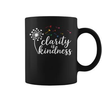 Clarity Is Kindness Dandelion Script Floral Positivity Women Coffee Mug | Seseable UK