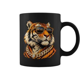 Cool Tiger With Sunglasses And Chain Coffee Mug | Seseable UK