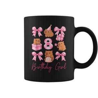 Coquette 8Th Birthday Girl Cute Capybara Bow 8 Year Old Bday Coffee Mug - Thegiftio UK