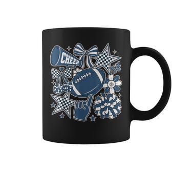 Coquette Bow Football Blue Game Cheer Mom Touchdown Coffee Mug - Thegiftio UK