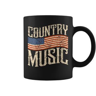 Country Musique Rétrointage Guitare Drapeau Américain Tasse - Cadeauxyz