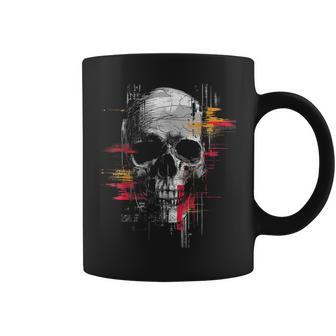 Cráneo Dibujo Arte Pintura Motivo Gráfico Cráneo Taza de café - Regaloses