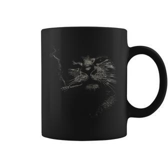Croquis Félin Minimalisteisage De Chat Fumé Abstrait Tasse - Cadeauxyz