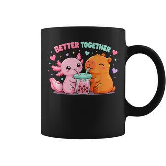 Cute Capybara And Axolotl Bubble Tea Boba Girls Kawaii Anime Coffee Mug - Thegiftio UK