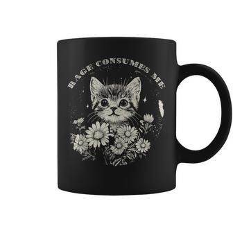 Cute Cat Rage Consumes Me Sarcastic Kitten Flower Coffee Mug - Thegiftio UK