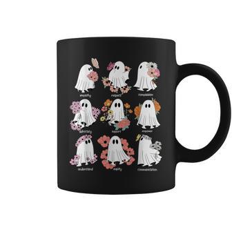 Cute Ghost Floral Social Worker Halloween Retro Social Work Coffee Mug | Seseable UK