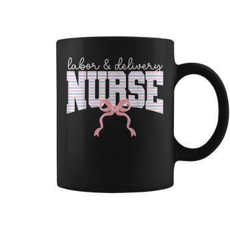 Cute Swaddle Stripes Labor And Delivery Nurse Coquette Bow Coffee Mug - Thegiftio UK