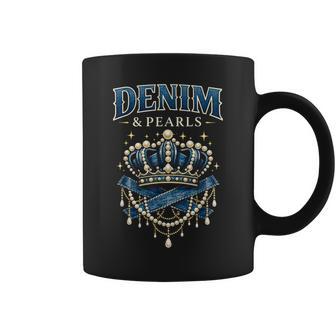 Denim And Pearls Western Cowgirl Ladies Girls Women Coffee Mug - Thegiftio UK