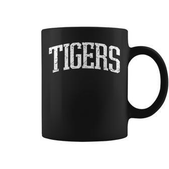 Distressed Vintage Tigers School Mascot Tiger Fan Graphic Coffee Mug | Seseable UK