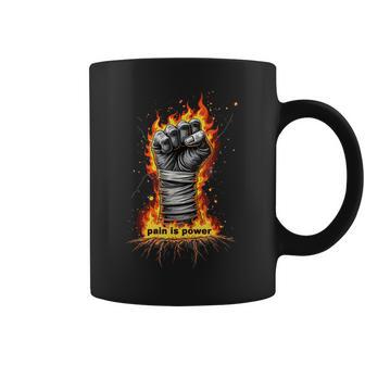 Dolor Es Poder Puño Fuego Boxeo Taza de café - Regaloses