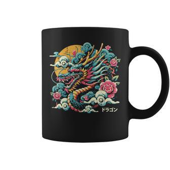 Dragón Japonés Floresintage Fantasía Arte Es Niños Hombres Manga Larga Taza de café - Regaloses