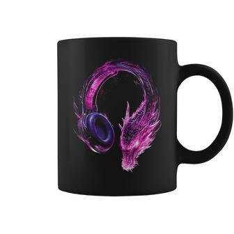 Dragon Mythical Motif Musique Casque Illustration Dragon Tasse - Cadeauxyz