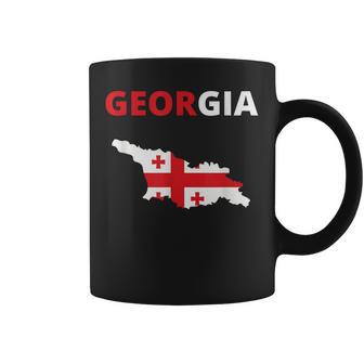 Drapeau Et Carte Du Pays Européen De La Géorgie Tasse - Cadeauxyz