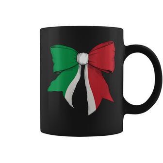 Drapeau Italien Fierté Italienne Fille Coquette Nœud Ruban Tasse - Cadeauxyz