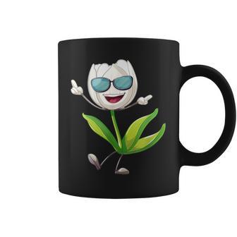 Drôle De Tulipe Blanche Dansante Avec Des Lunettes Deoleil Tasse - Cadeauxyz