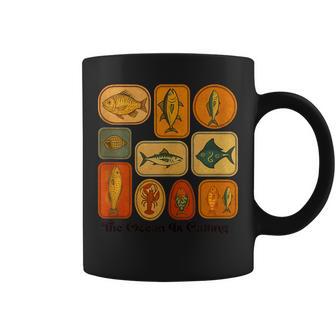 El Océano Llama A Los Peces Arte Retro In Mangas Taza de café - Regaloses