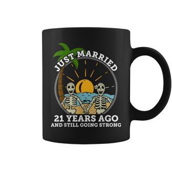 Esqueleto De Aniversario De Boda Pareja Casada Hace 21 Años Taza de café - Regaloses