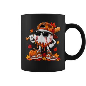 Fall Baseball Thanksgiving Boys Kids Baseball Drip Ice Cream Coffee Mug | Seseable UK