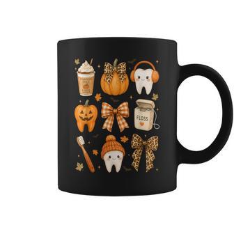 Fall Dentist Halloween Tooth Pumpkin Bow Dental Hygienist Coffee Mug | Seseable UK