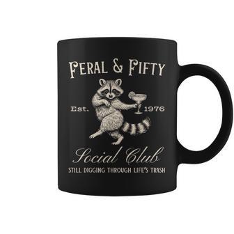 Feral And Fifty Raccoon 50Th Birthday Coffee Mug - Thegiftio UK