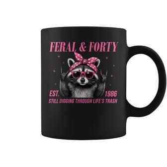 Feral And Forty Est 1986 Raccoon 40Th Birthday Coffee Mug | Seseable UK