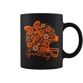 Floral Football Game Day Girly Touchdown Team Spirit Orange Coffee Mug - Thegiftio UK