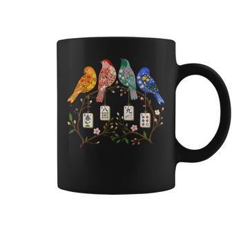 Floral Mahjong Bird On Tile Branch Chinese Game Mah Lovers Coffee Mug - Monsterry