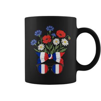 France Fête Nationale Patriote Fleurs Lunettes Tasse - Cadeauxyz