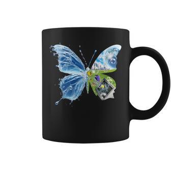 Frutiger Aero Estética Mariposa Ordenador Peces Paisaje Taza de café - Regaloses