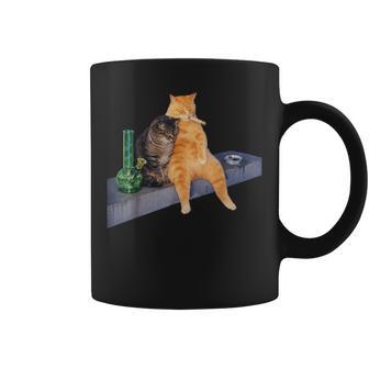 Cat Meme Stoner Cat Smoking Weed 420 Cannabis Pot Leaf Coffee Mug - Thegiftio UK