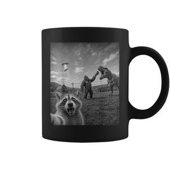 Raccoon Selfie With Bigfoot T Rex Dinosaur And Ufo Coffee Mug - Thegiftio UK