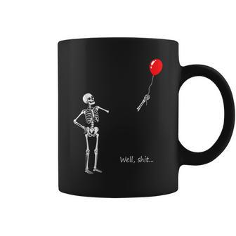 Well Shit Skeleton Holding Balloon Gothic Halloween Coffee Mug - Thegiftio UK