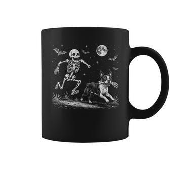 Skeleton Chasing Boston Terrier Halloween Dog Mom Pet Coffee Mug - Thegiftio UK