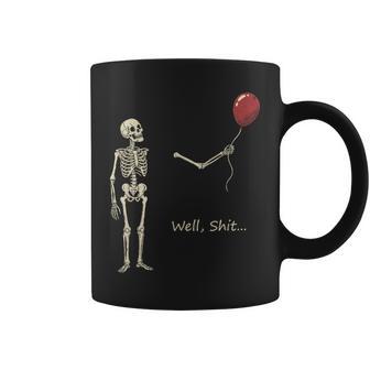 Skeleton Lost Balloon Well Shit Halloween Quirky Humor Coffee Mug | Seseable UK
