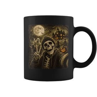 Skeleton Selfie Halloween Ghost Pumpkin Women Coffee Mug - Thegiftio UK