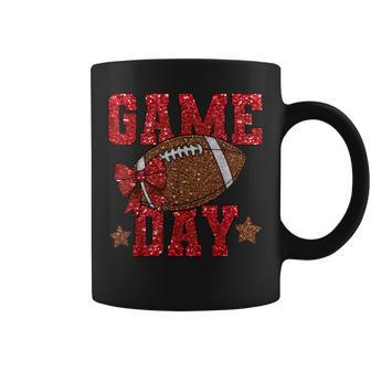 Game Day Football Red Coquette Bow Touchdown Season Girls Coffee Mug - Thegiftio UK