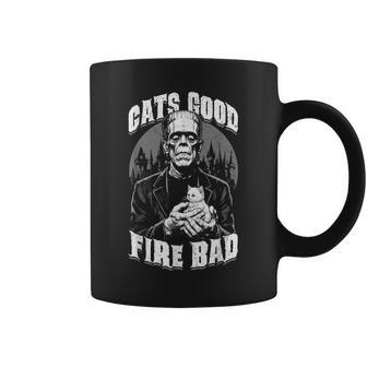 Gatito Fats Good Fire Bad Divertido Amante De Los Gatos De Frankenstein Taza de café - Regaloses