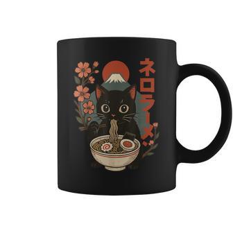 Gato Comiendo Ramen Gatito Anime Japón Taza de café - Regaloses