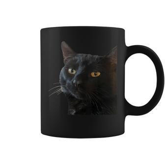 Gato Negro Con Cara Extravaganteector Arte Recortado Cuello Taza de café - Regaloses
