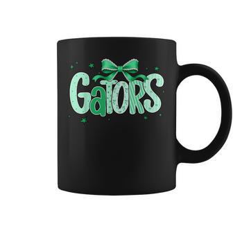Gators Alligator Lover Green Coquette Bow Preppy Floral Coffee Mug - Thegiftio UK