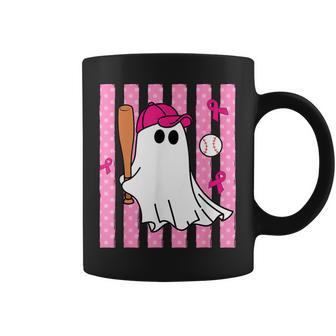 Ghost Striped Baseball Pink Ribbon Breast Cancer Awareness Coffee Mug | Seseable UK